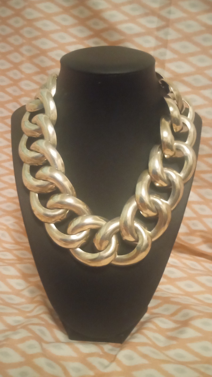 Heavy Vintage Taxco Mexico Sterling Chain Link Bold Statement Necklace