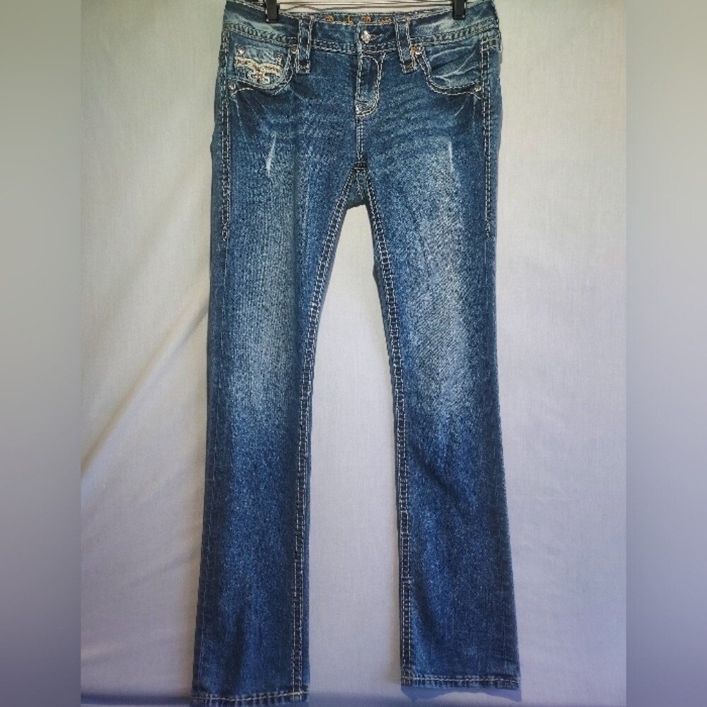 Rock Revival Klandi Straight Embellished Distressed Womens Jeans US Size 27