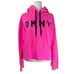 NWT DKNY SPORT Women's Designer Super Soft Hot Pink Hoodie w Black Logo L