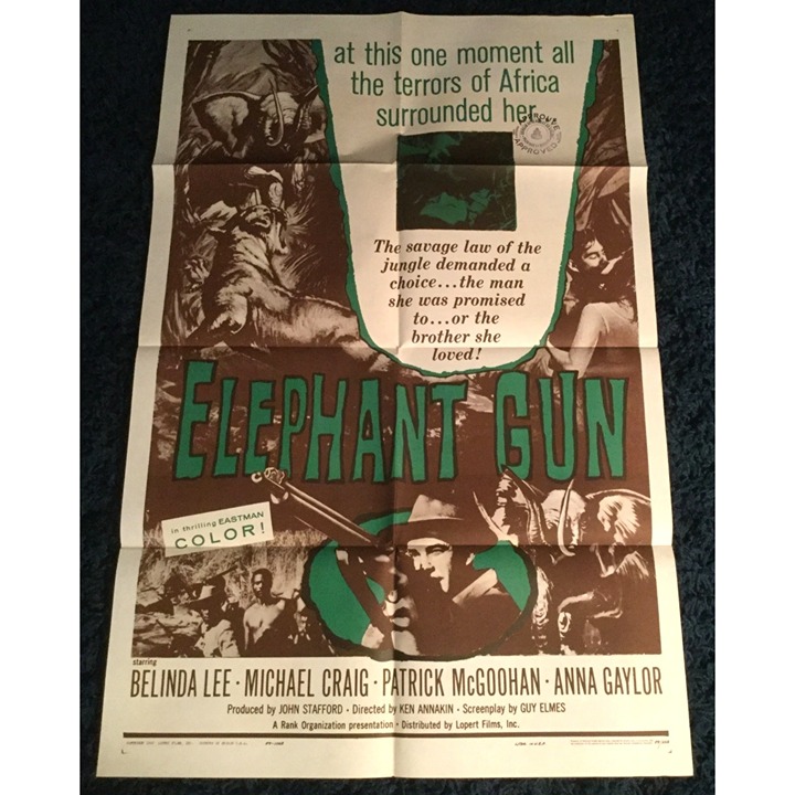 1958 Original Movie Poster Elephant Gun Full Page Canada Theatre Belinda Lee