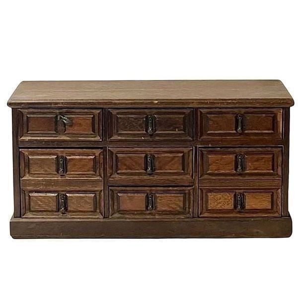 Vintage Mele Wooden Jewelry Dresser Box Cabinet Chest Lined 7 Drawers MCM