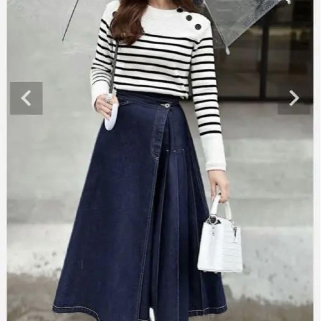 Cherie Lap Pleats Denim Skirt