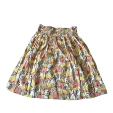 Kate Quinn Organic Cotton Smocked Waist Pink Cream Floral Skirt Size M NWT