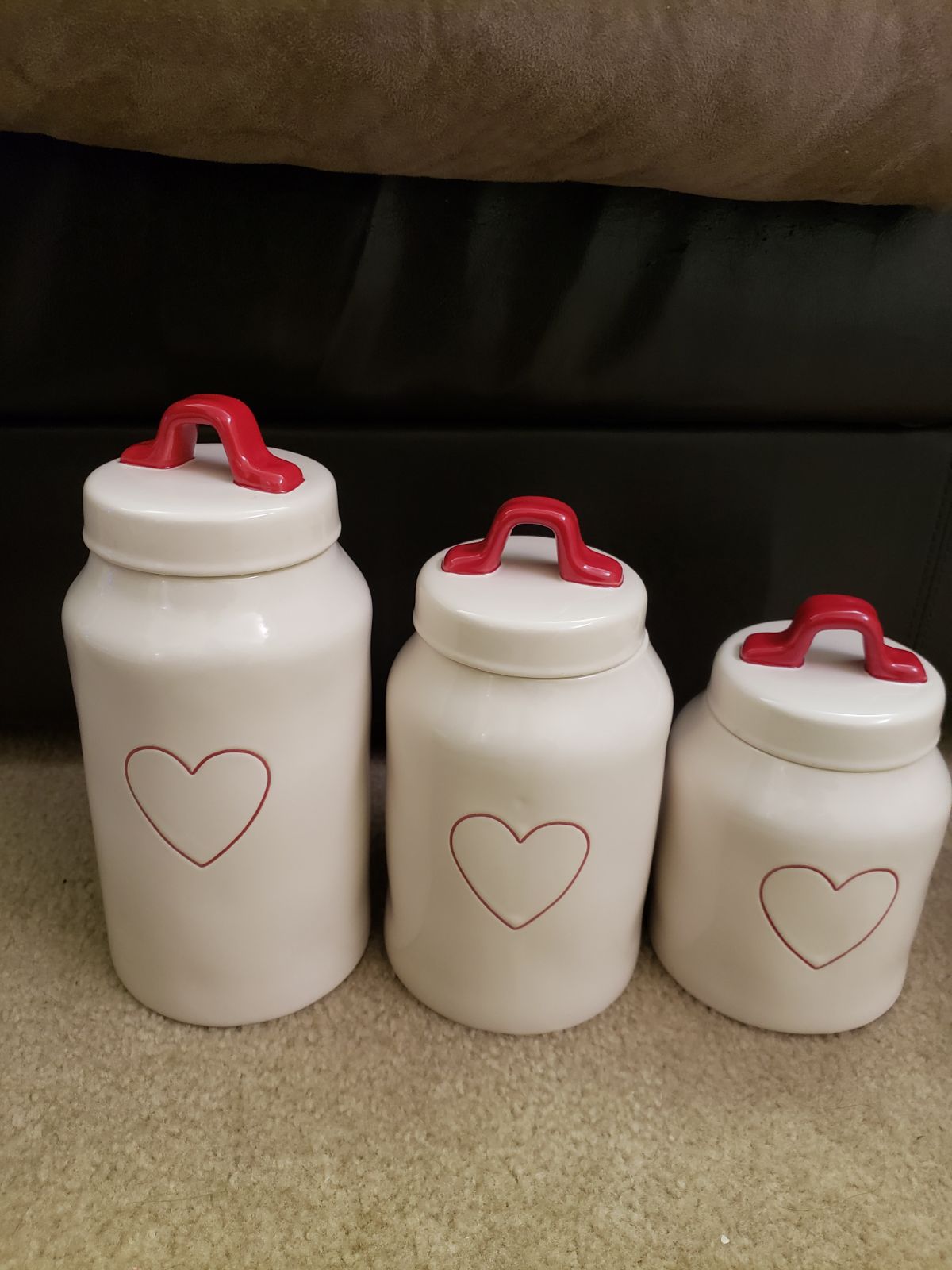 Rae Dunn heart canisters valentines decor