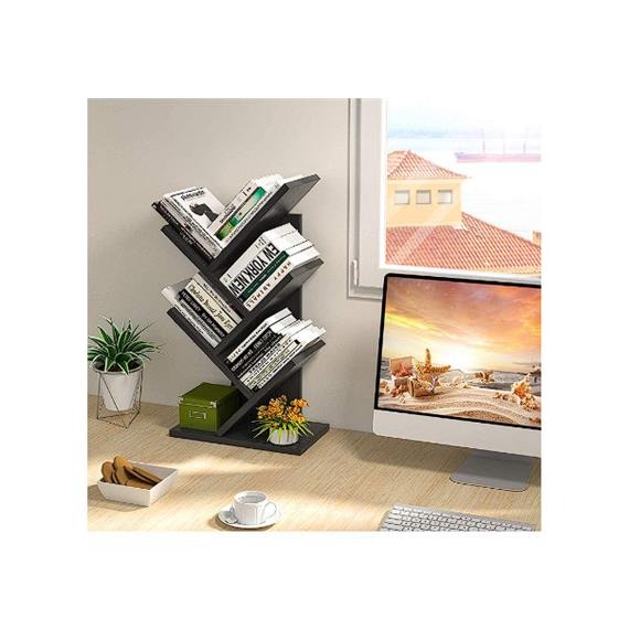 Tree Bookshelf 4-Tier Book Storage Organizer Shelves Floor Standing (dfdg