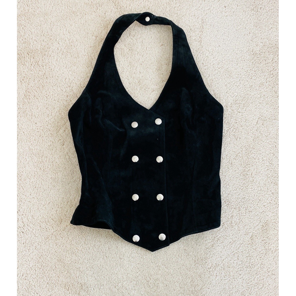 Harley Davidson Women's Leather Suede Corset Bodice Top Size M Black EUC