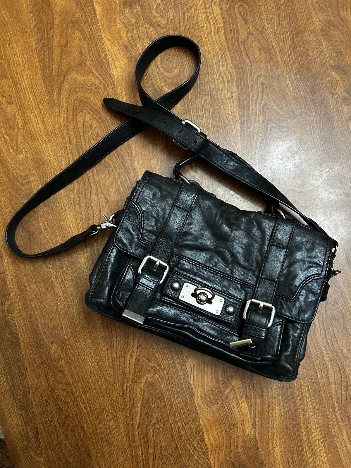 Frye Black Cameron Small Distressed Leather Satchel AS FOUND