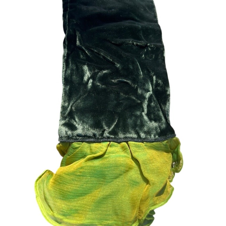 green velvet scarf handmade in France NWT boho one of a kind
