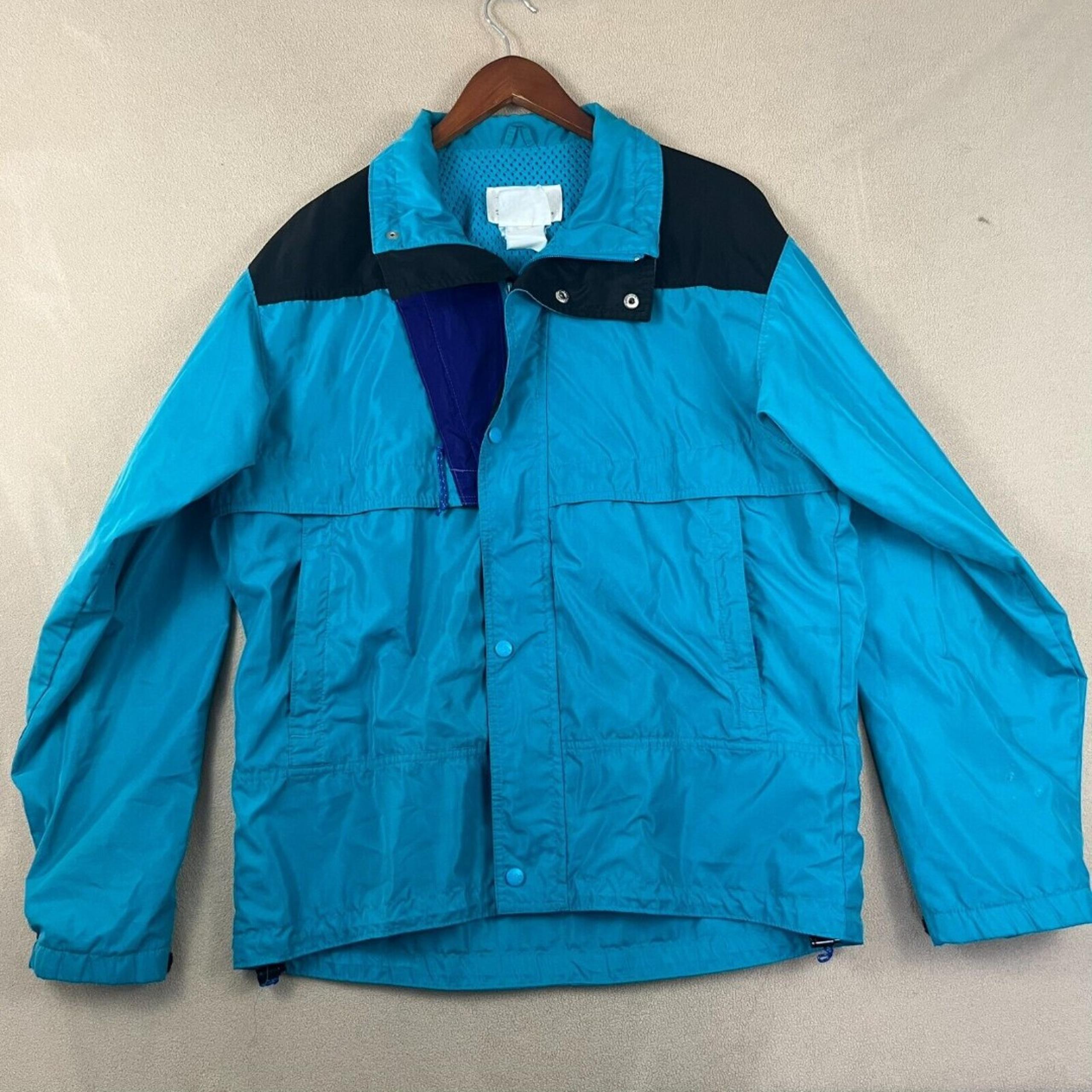 Vintage Mens Windbreraker Jacket Sz MED Coat Teal Purple Color-way - REI