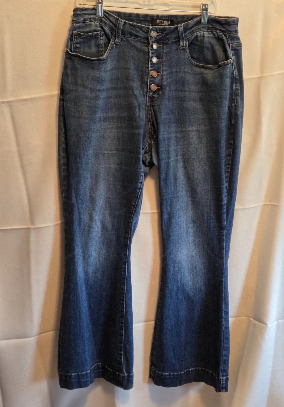Judy Blue Women's High-Rise, Button Fly Trouser Flare Jeans, Size 18W Blue