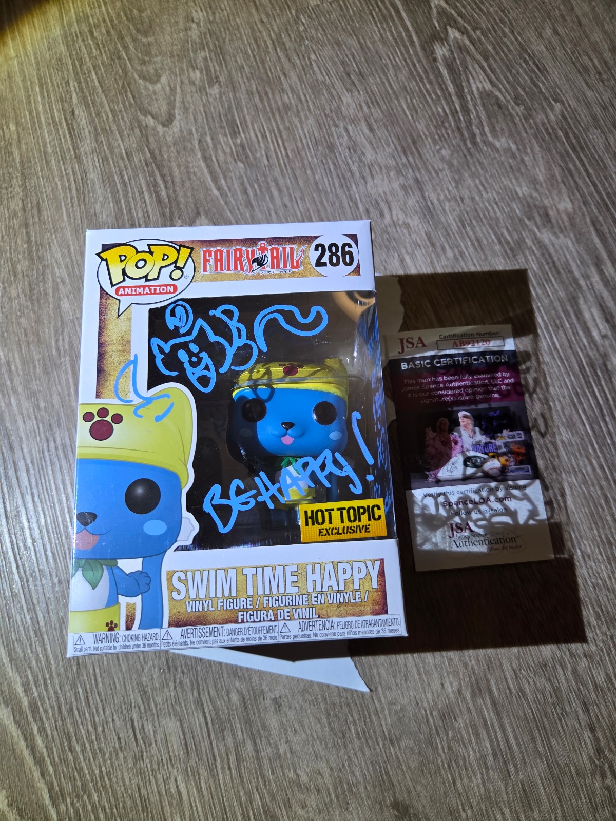 Fairytail happy funko signed qouted,doodle and jsa authentication
