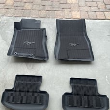 2015-2023 FORD MUSTANG BLACK 4PC ALL WEATHER FLOOR LINER TRAY WITH PONY LOGO