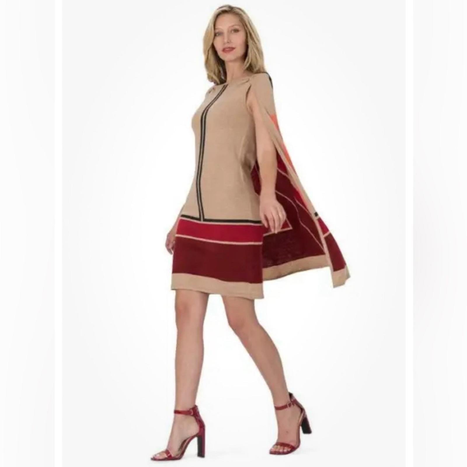 NWT Vertigo Claudia Aplaca Wool Blend Cape Dress. Size L New w/Tag Retail 170