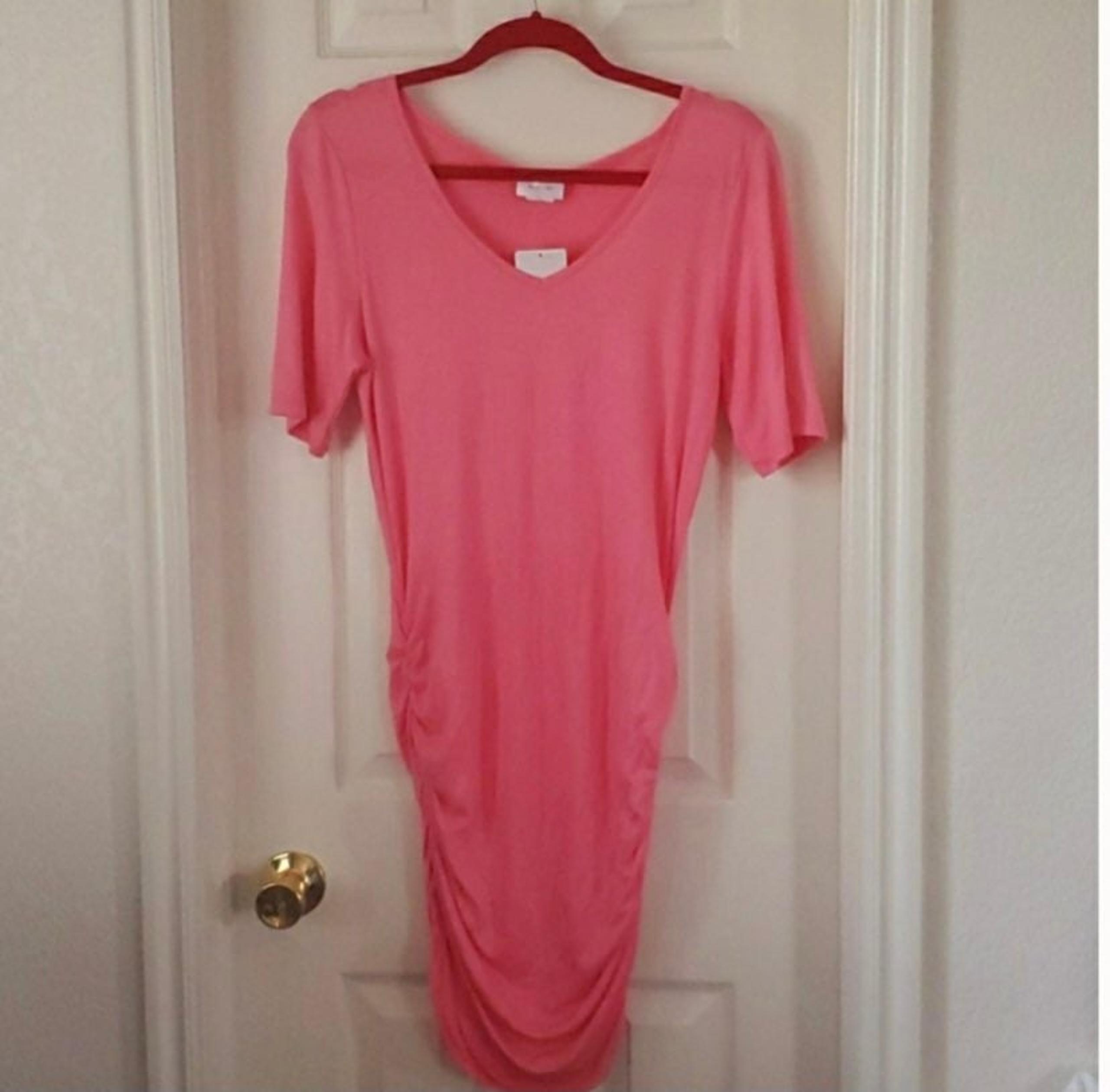 New Coral Ruched Bodycon Dress in size 12