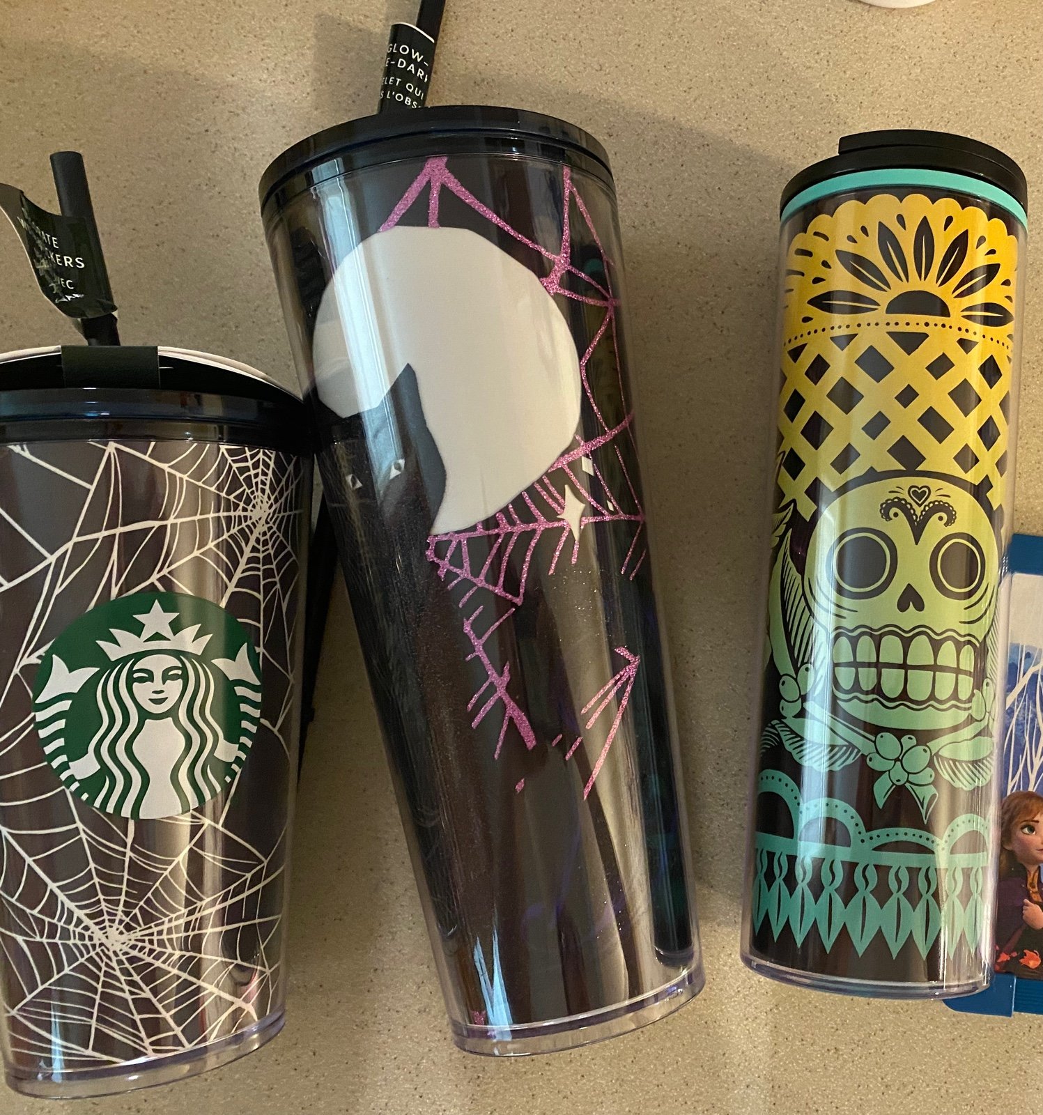 Starbucks tumblers spider web, halloween and day of the dead trio set