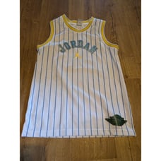 Jordan Melo 15 Jersey Pinstripe Mesh Sleeveless Basketball White Yellow L