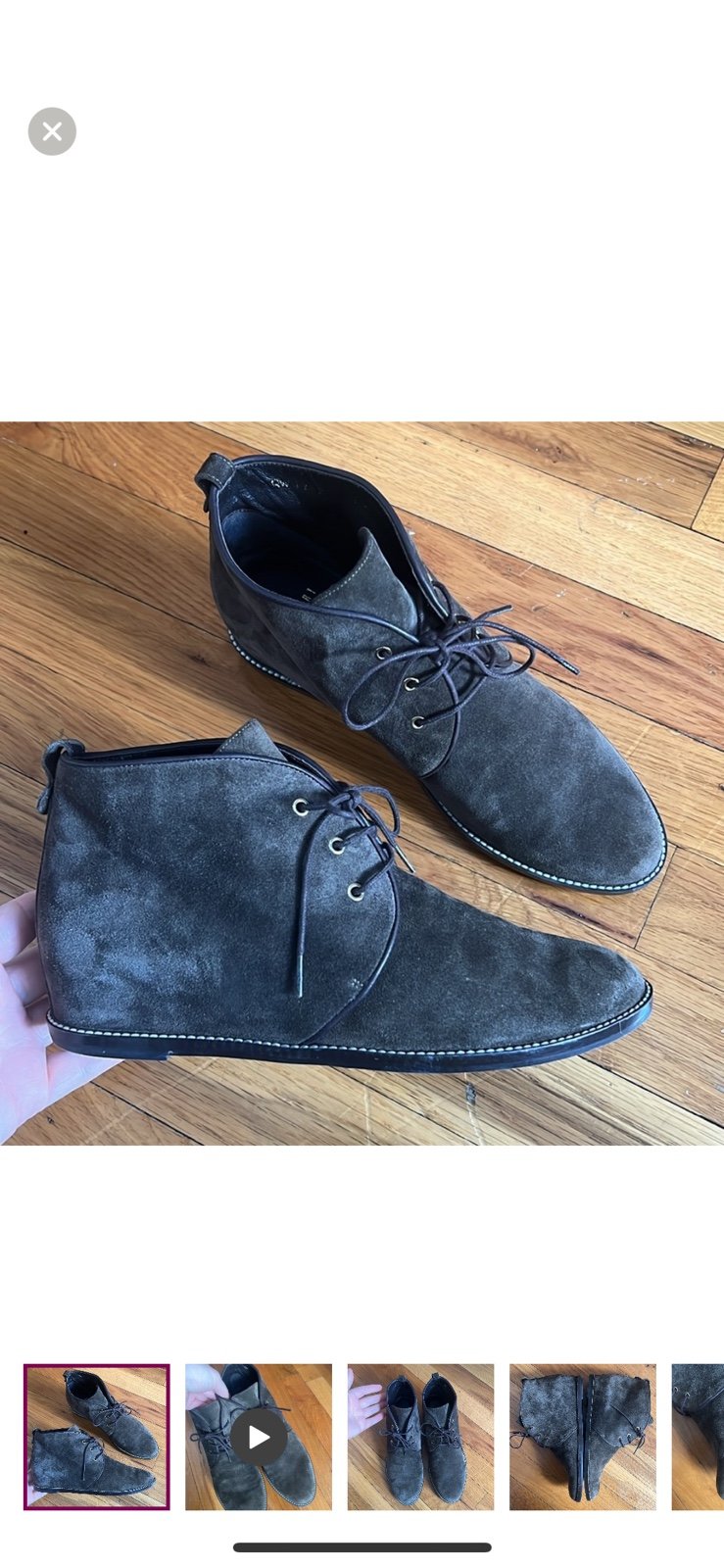 Stuart Weitzman Suede Lace Up Ankle Boots Hidden Wedge Size 7.5