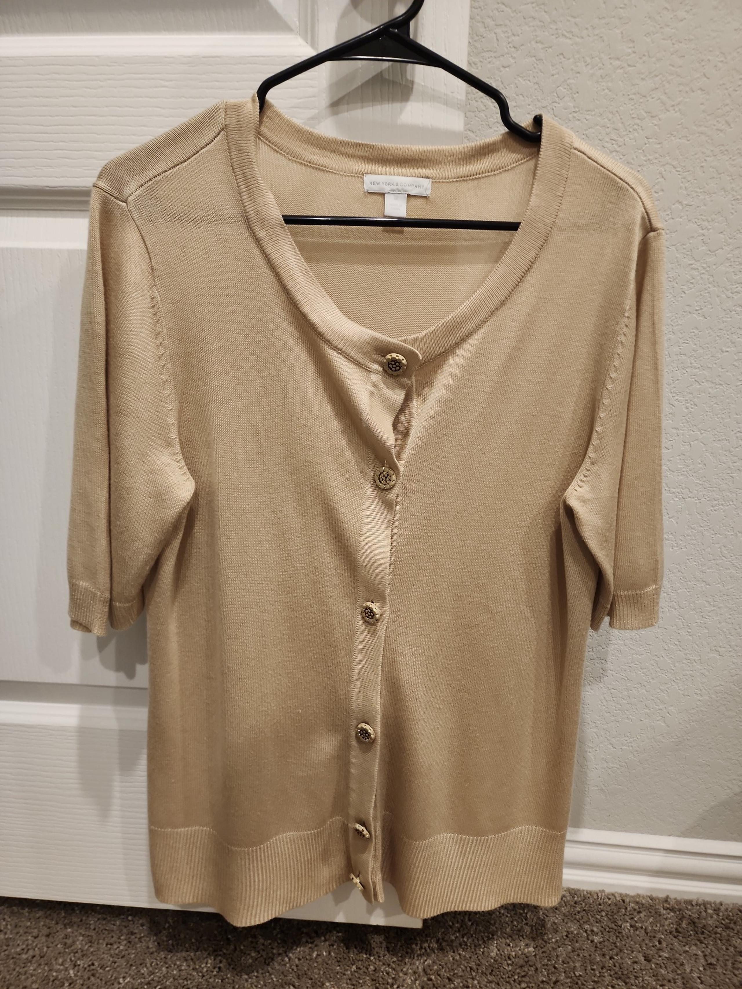 New York & Company Beige Cardigan