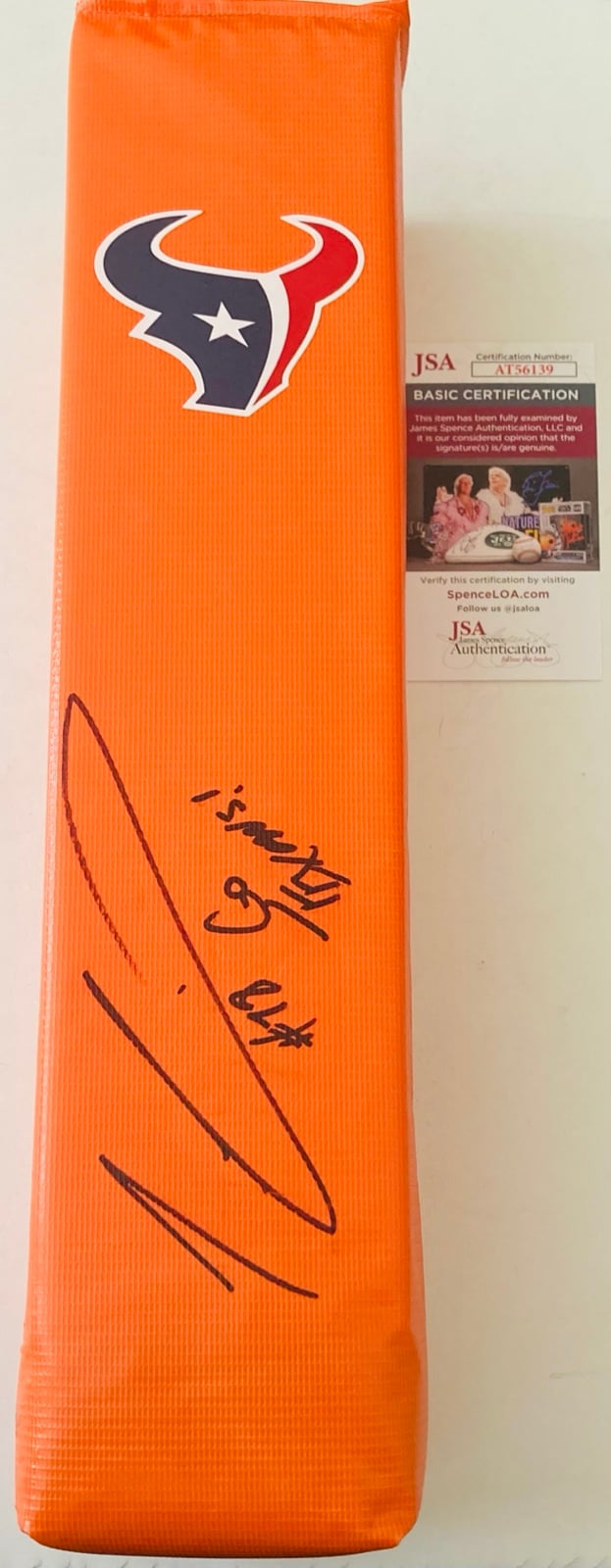 LAREMY TUNSIL SIGNED AUTOGRAPH HOUSTON TEXANS TOUCHDOWN PYLON +INSC JSA COA RARE