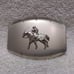 Nickel Plated Silver White Silver Horse Cowboy Riding Belt Buckle Great Vintage