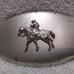 Nickel Plated Silver White Silver Horse Cowboy Riding Belt Buckle Great Vintage