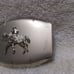 Nickel Plated Silver White Silver Horse Cowboy Riding Belt Buckle Great Vintage