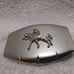 Nickel Plated Silver White Silver Horse Cowboy Riding Belt Buckle Great Vintage