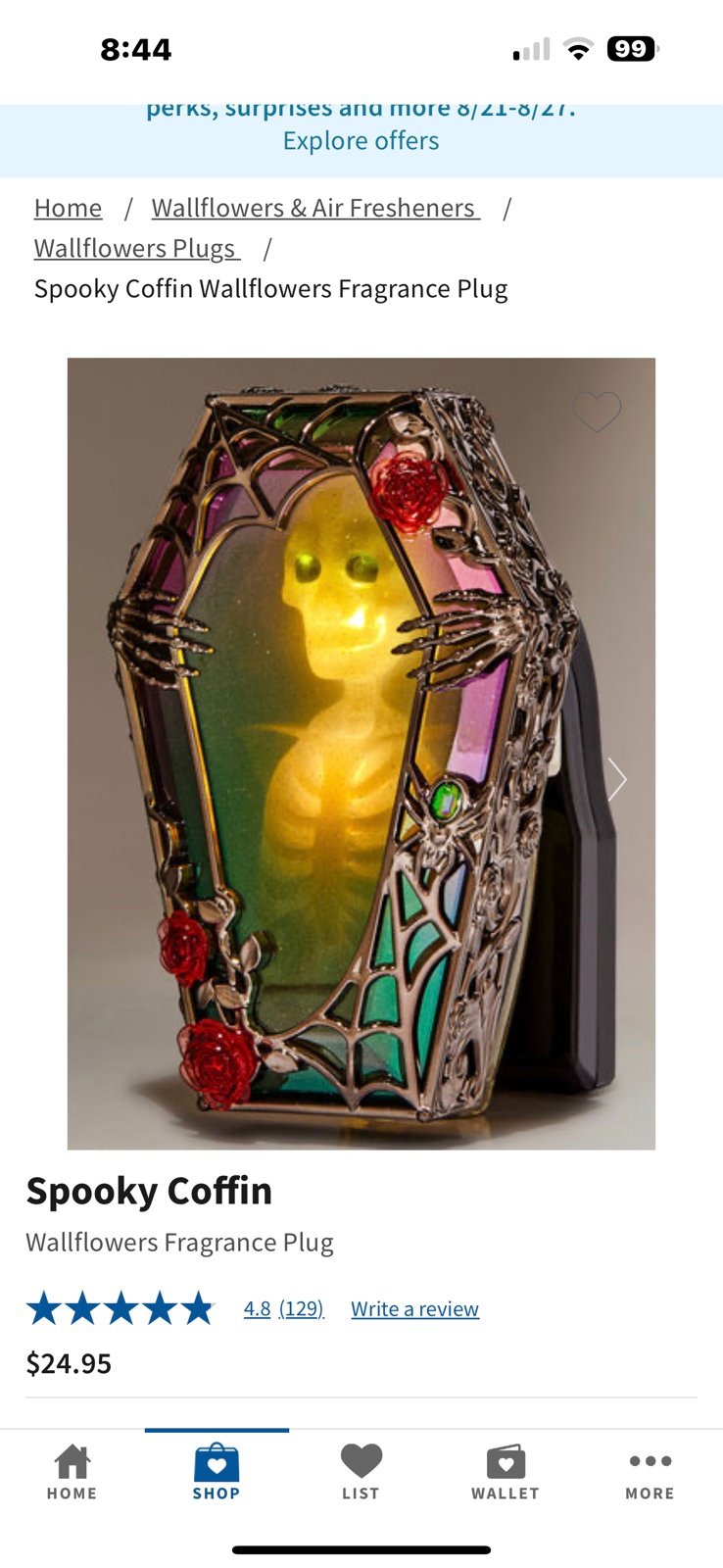 Bath and Body Works Plug Halloween Coffin