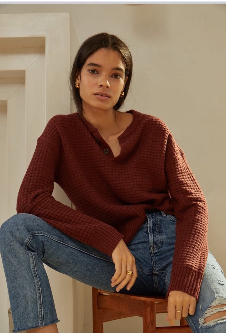 Everlane The ReCashmere Belgian-Waffle Henley size Med