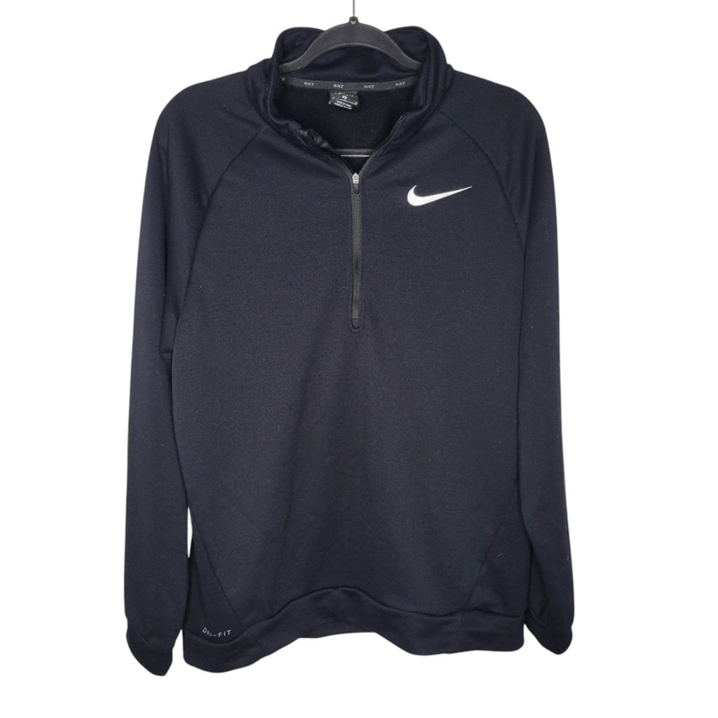 Nike Swoosh Half Zip Pullover Sweatshirt Embroidered in Black Size Medium