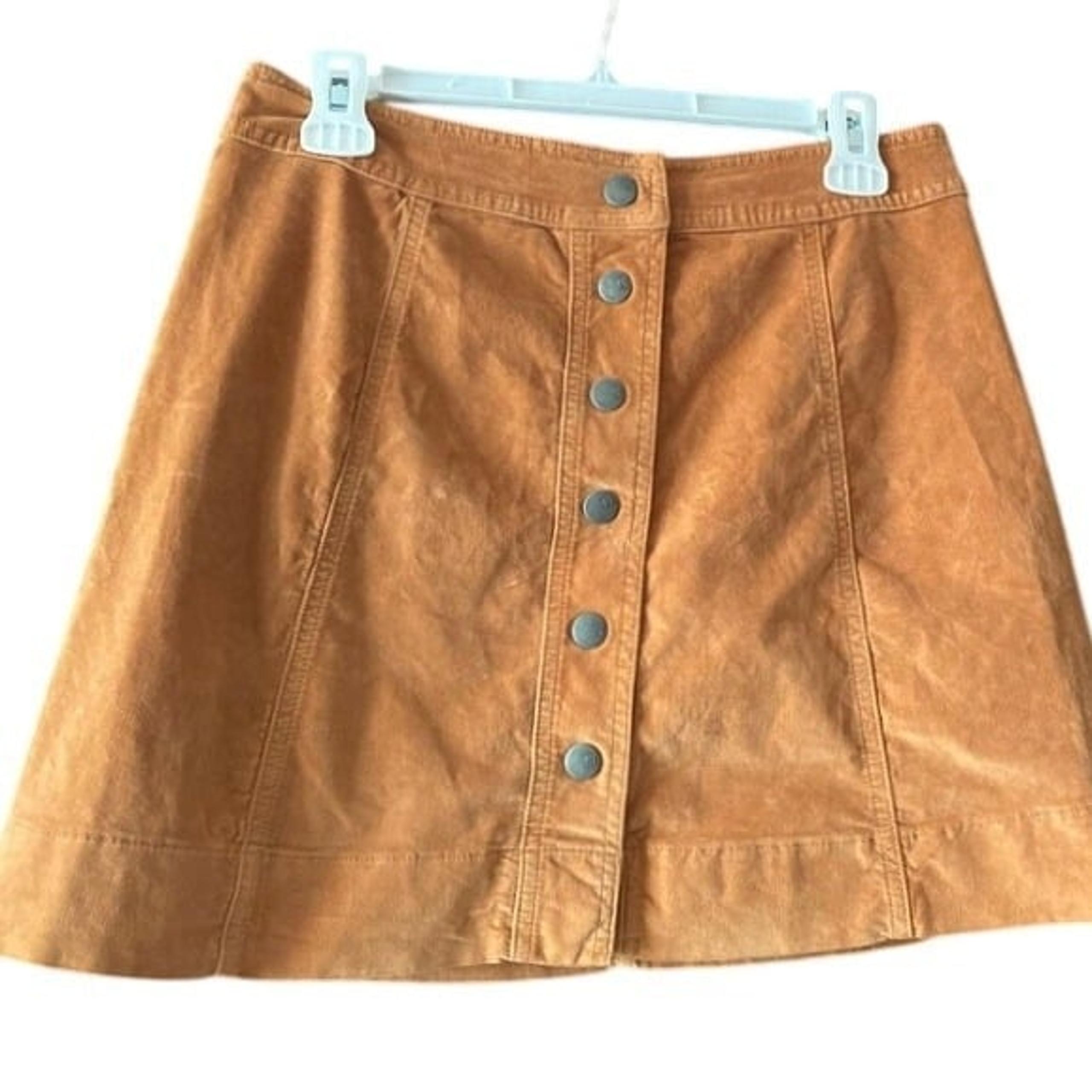 Madewell Corduroy Mini Skirt A-Line Button Front Casual Tan Size 6