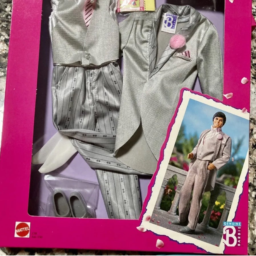 Barbie Wedding Of The Year Ken tuxedo 3789 Grey With Pink 3 Piece Suit, Mattel