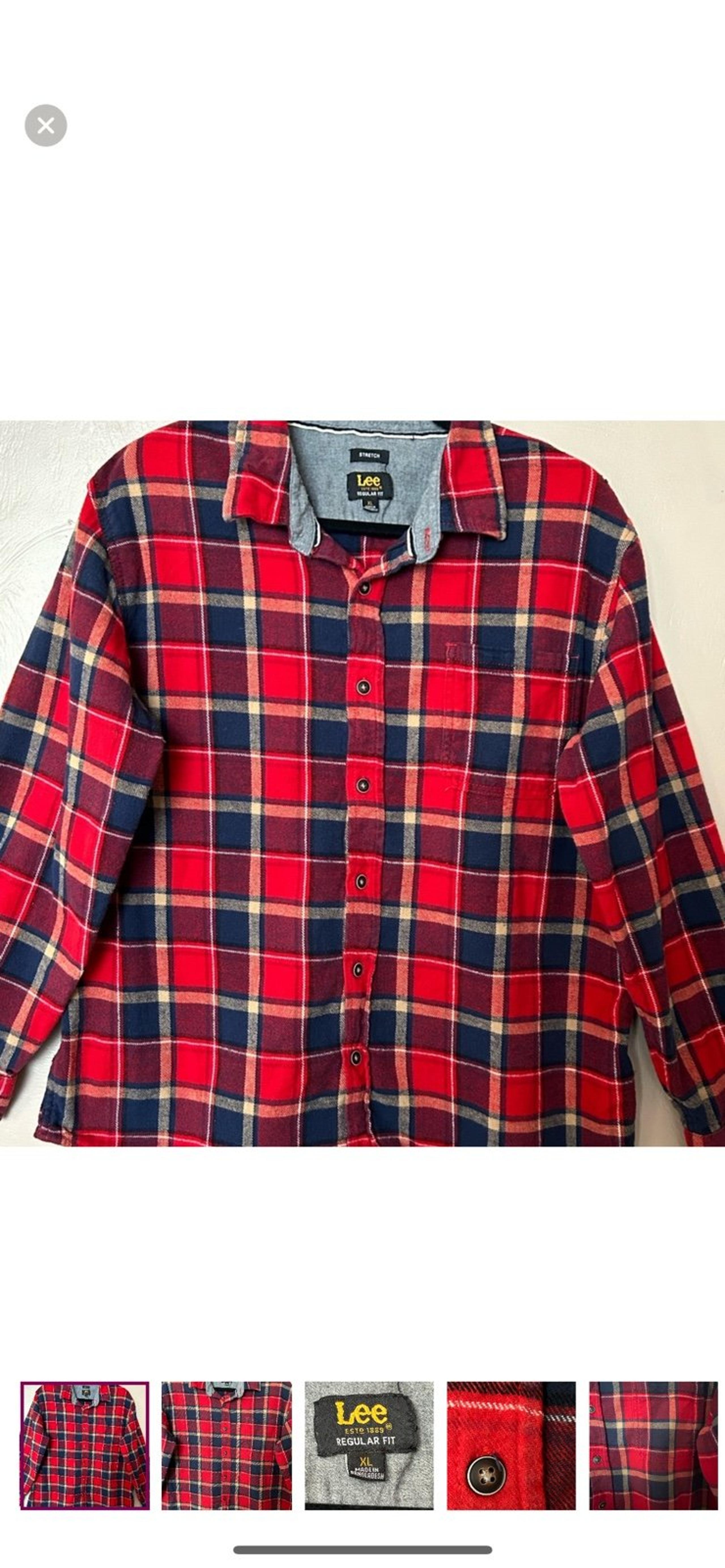 Lee Men’s Thick Flannel Button Up Shirt. XL