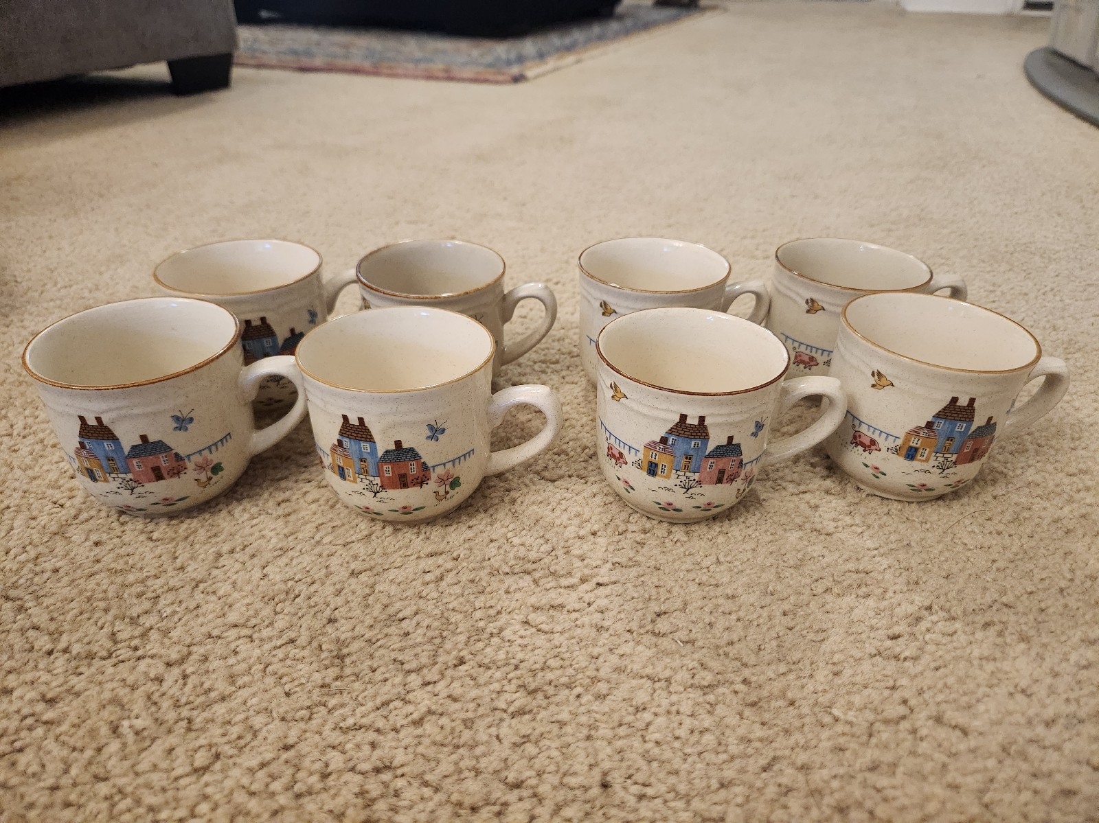 Farm Country Set Of 8 Cups International Stoneware Mugs Heartland House Cottage