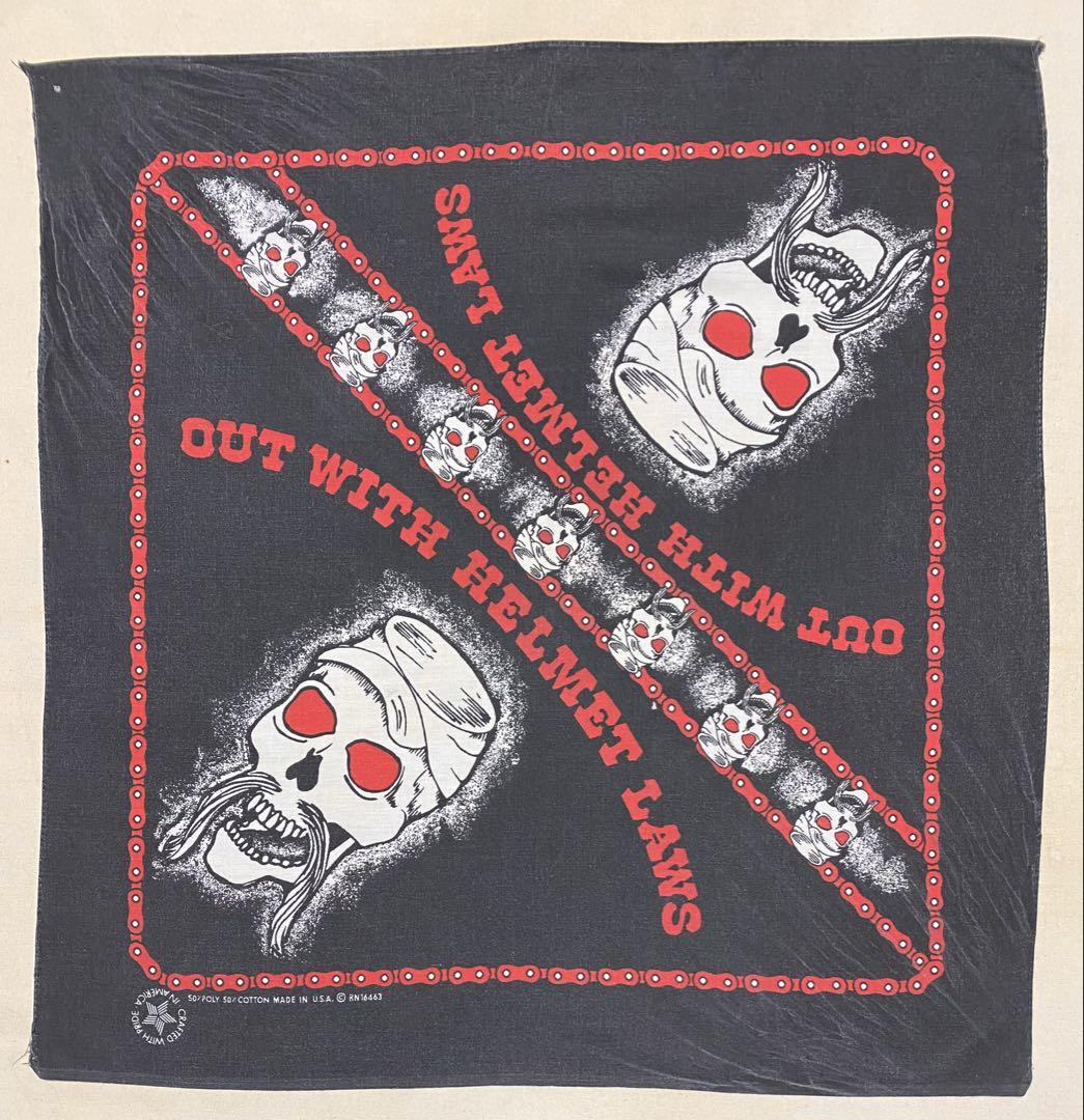 ★Rare Pattern Skull USA Made Skull RN16463 Vintage Bandana 1171