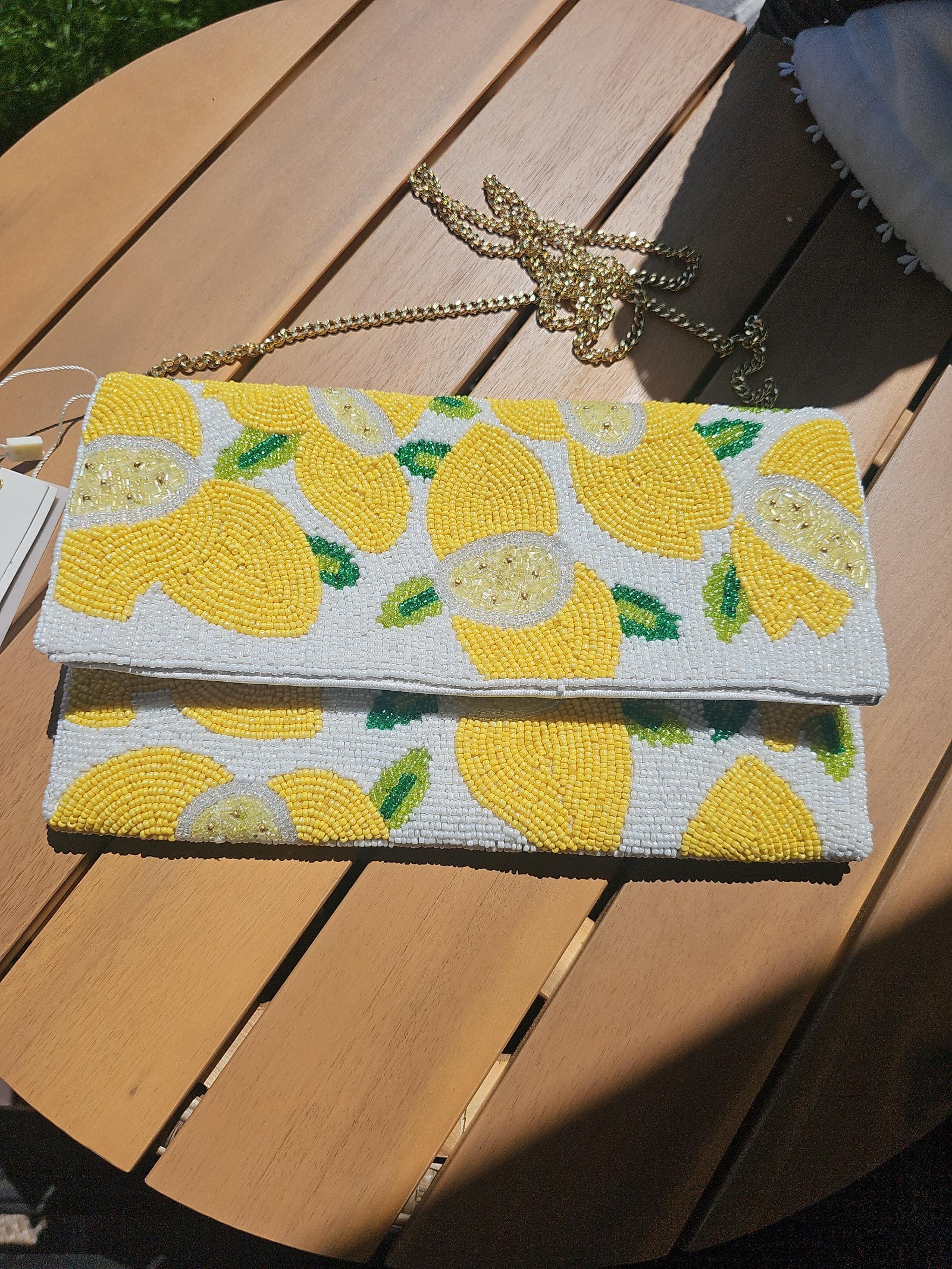 Lemon beaded crossbody clutch by antik kraft