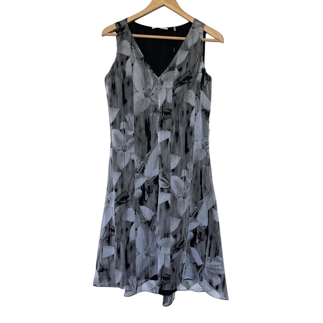 Tahari Dress Womens Small Black White Floral Sheath Career Office Dress Midi NWT