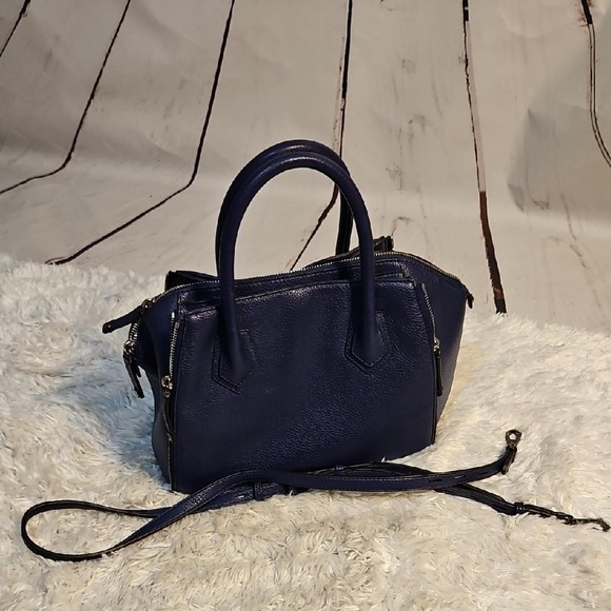 Navy Blue Leather Satchel Crossbody Bag Purse Designer Handbag Stylish - Rebecca Minkoff