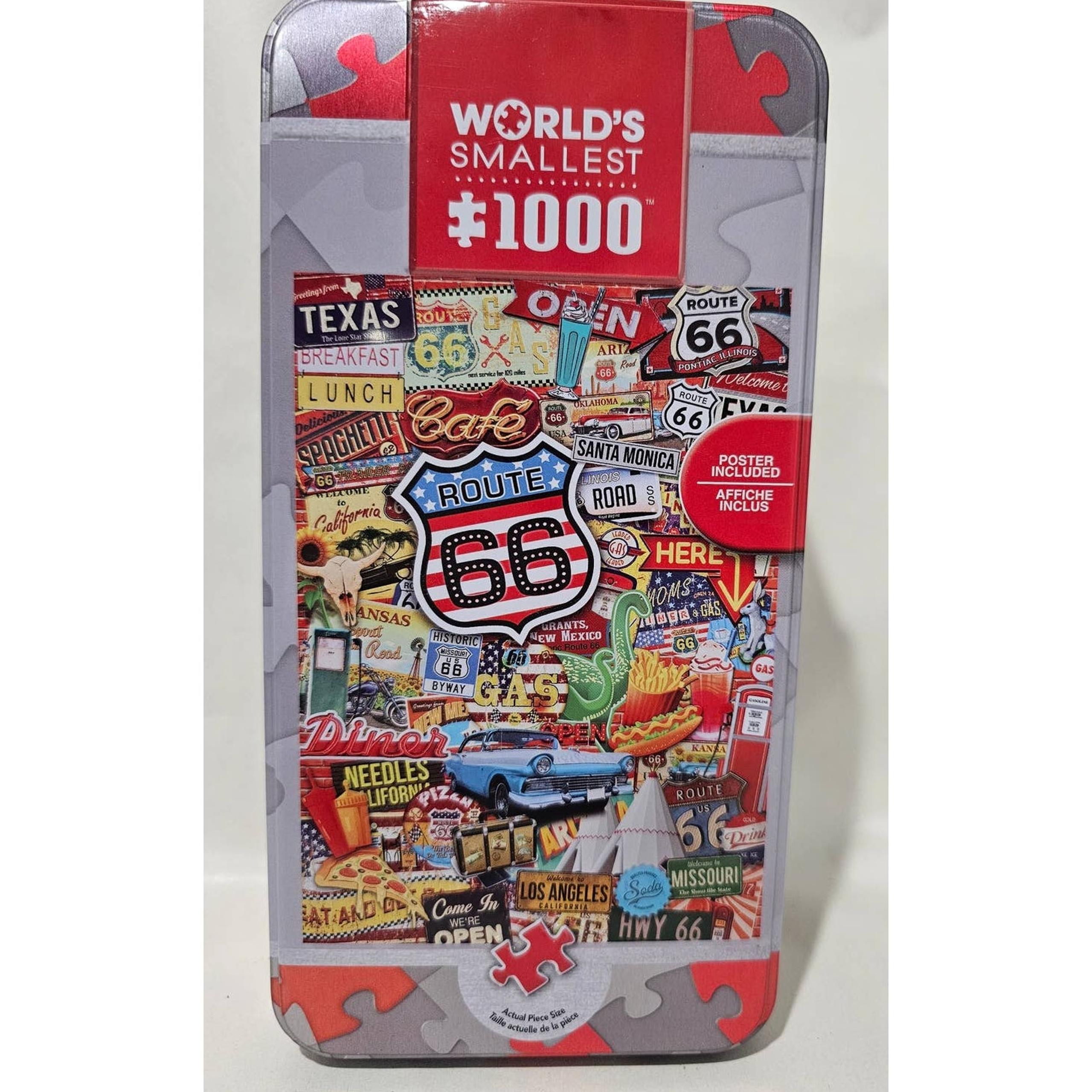 NEW MasterPieces 1000 Piece Puzzle w/Collectible Tin Case Route 66-11.25"x16.75"
