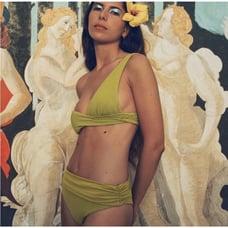 NWT ZARA ASYMMETRIC BIKINI TOP AND BOTTOM. OLIVE GREEN. SIZE SMALL- SET