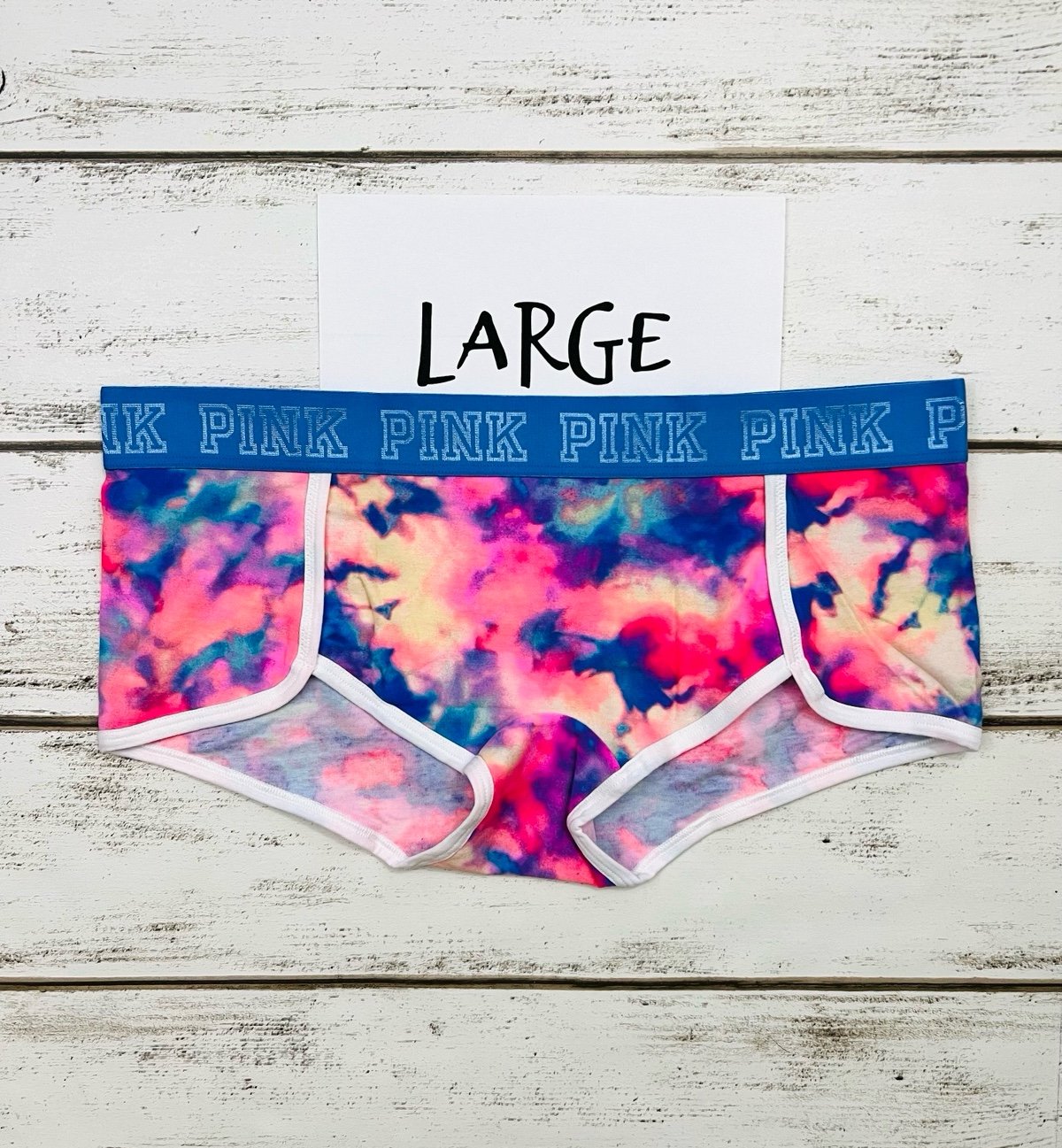 VS PINK Boyshort Large Retired Style Watercolor Tie Dye