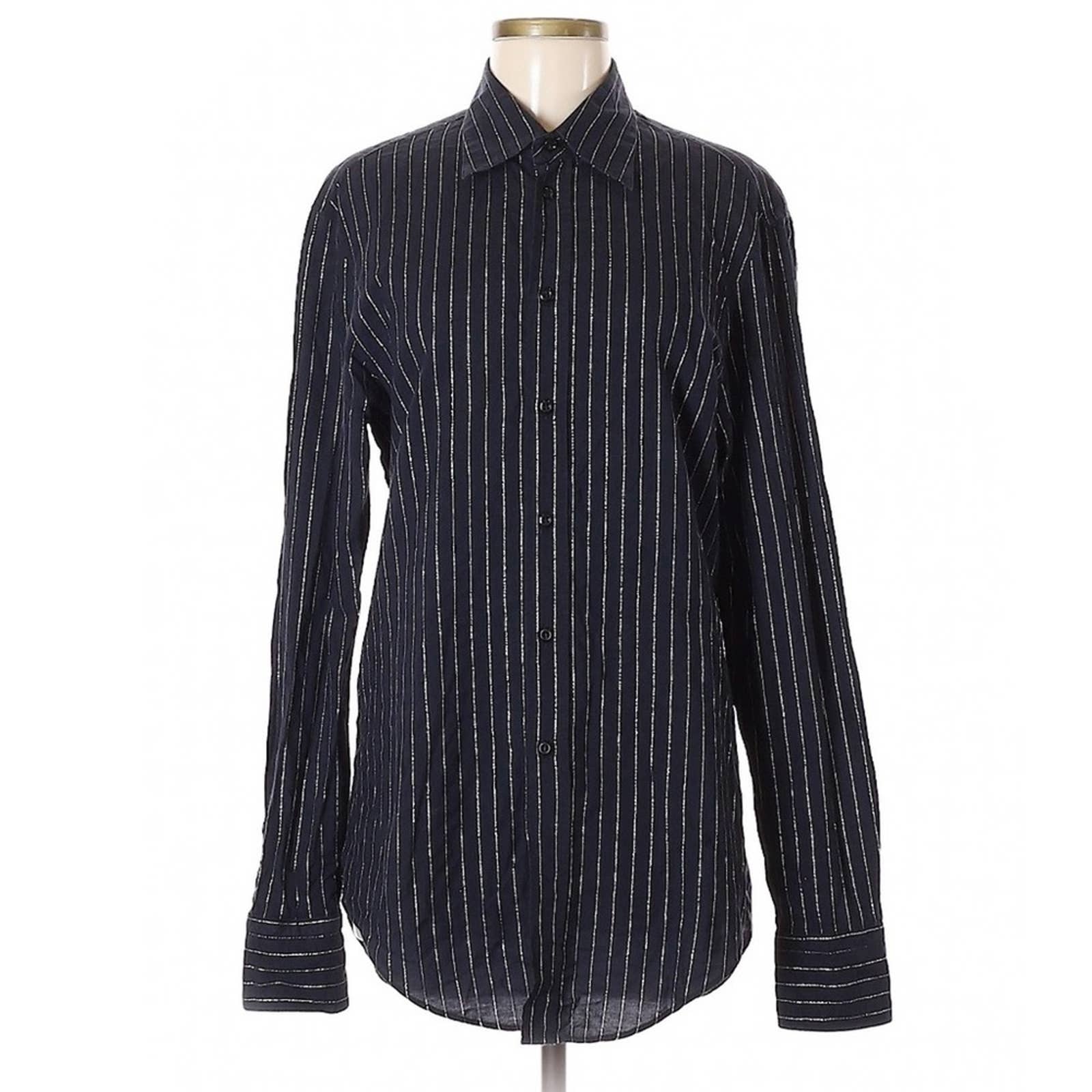 VINTAGE Emporio Armani Metallic Stripe Long Sleeve Button-Down Shirt Size Medium