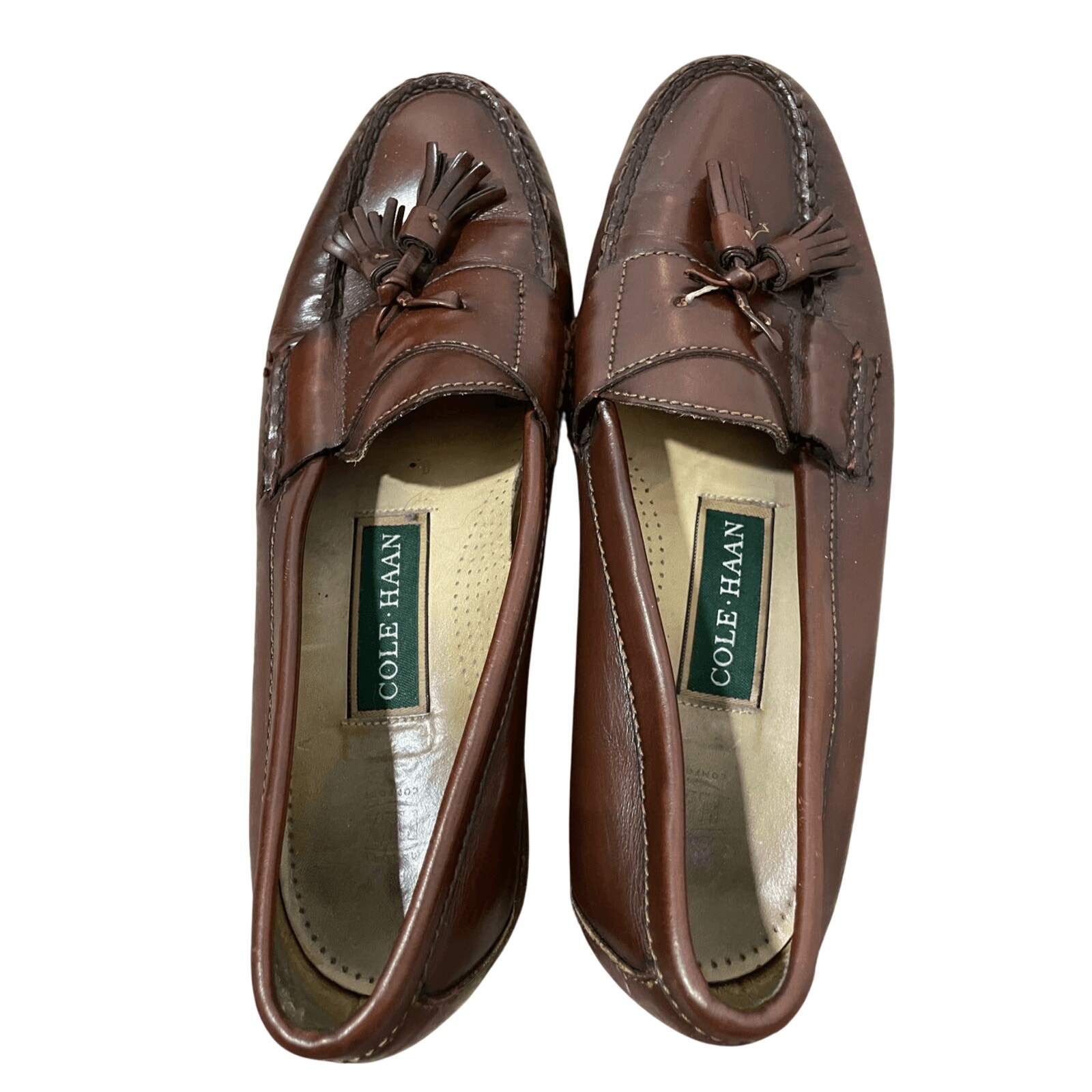 Men's Cole Haan Old Money Leather Tasselled Dark Brown Burgundy Loafers Sz 9