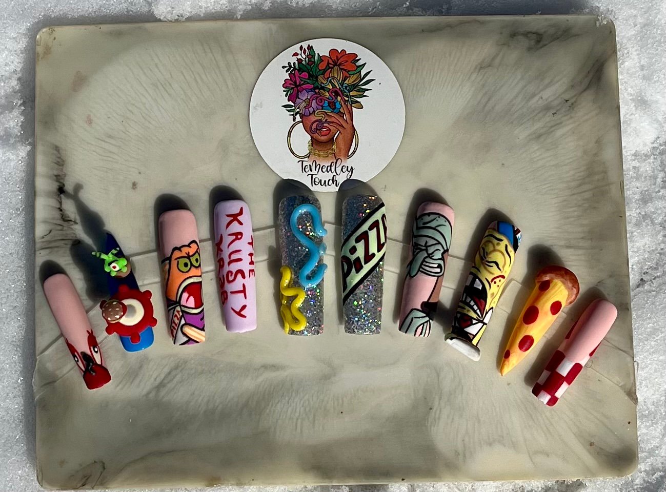 Krusty Krab Pizza Press on nails