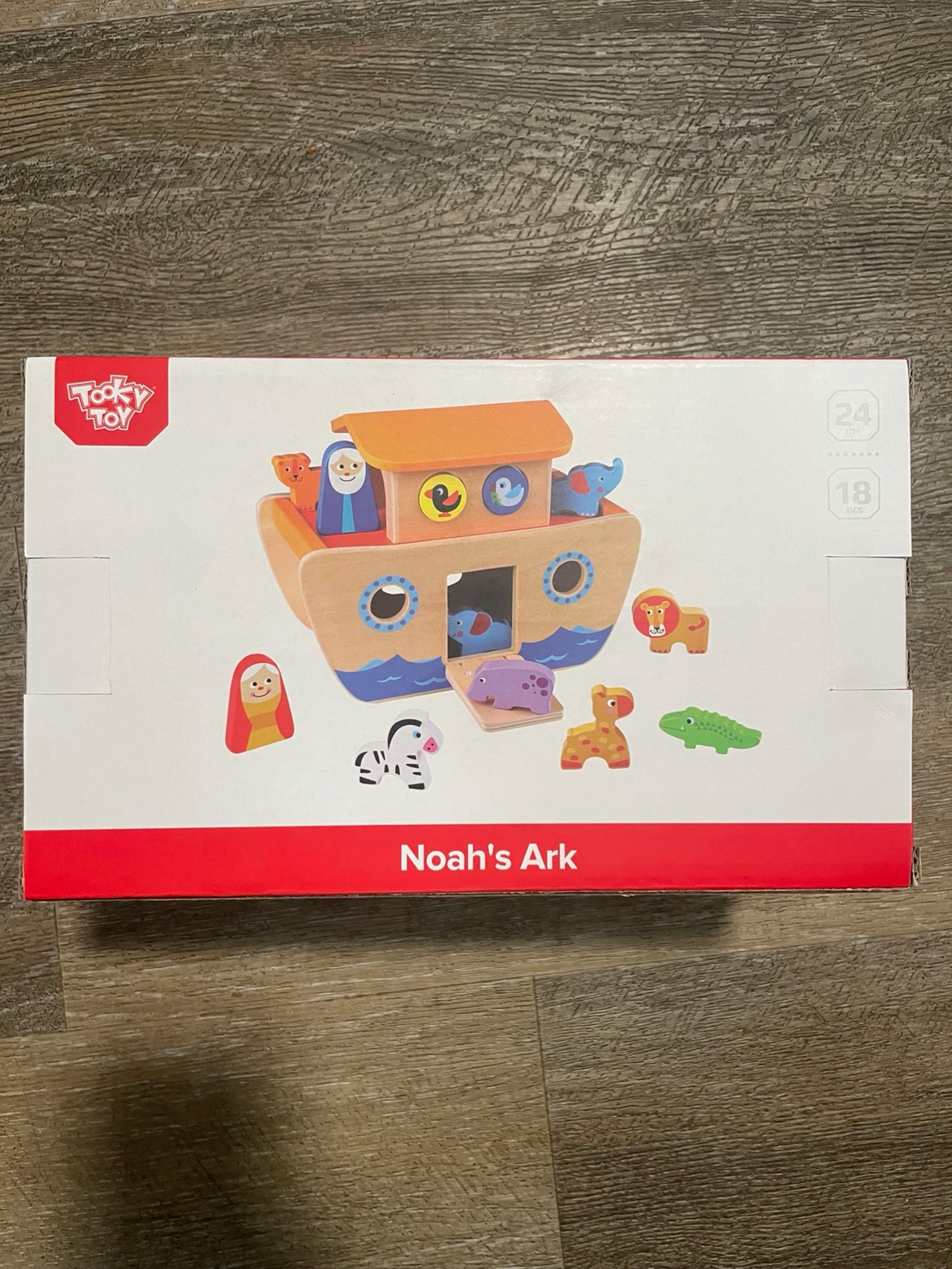 TOOKYLAND Wooden Noah's Ark Toys for Kids, Animal Shape Sorter Toys, Bible Story