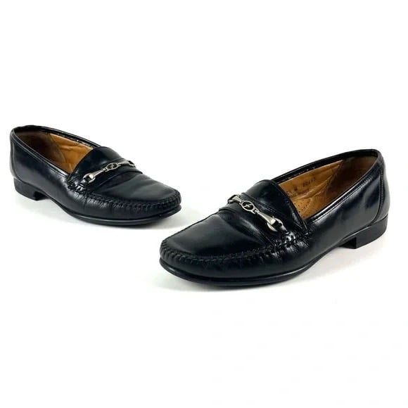 Florsheim Black Leather Moc Horse-Bit Loafers