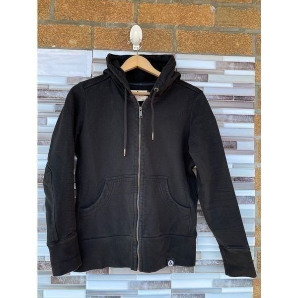 American Giant black zip up hooded jacket size large