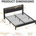 King Bed Frame with Headboard and LED Light