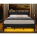 King Bed Frame with Headboard and LED Light