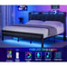 King Bed Frame with Headboard and LED Light